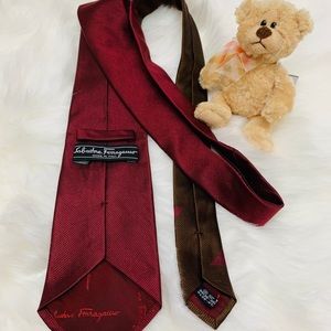 Salvatore Ferragamo Maroon/Brown, Silk Tie